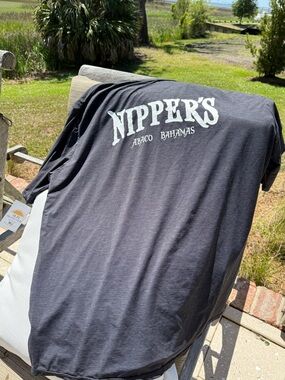 Nippers Abaco Bahamas Ocean-Tec Fishing Shirt. NWT. XL. S/S. Black/Grey.